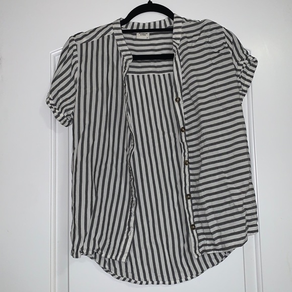 White and dark blue stripped shirt/blouse - Picture 1 of 5